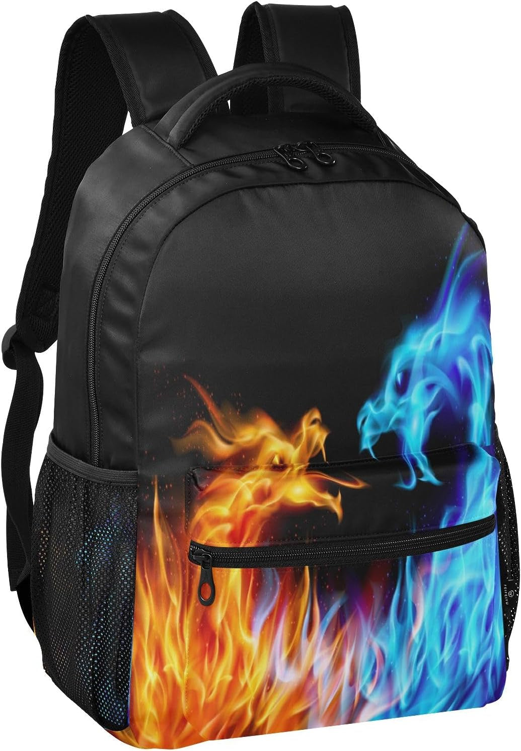Red Blue Fire Dragon School Backpack Galaxy Teens Girls Boys Kids Bookbag, Monster Animal Water Resistant Elementary Travel Computer Daypack for Age 4-12 Years